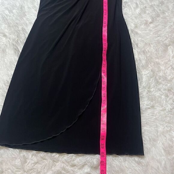 Joseph Ribkoff Black Dress Button Sleeveless Short Mini Size 10 Faux Wrap Stretc - Picture 11 of 12
